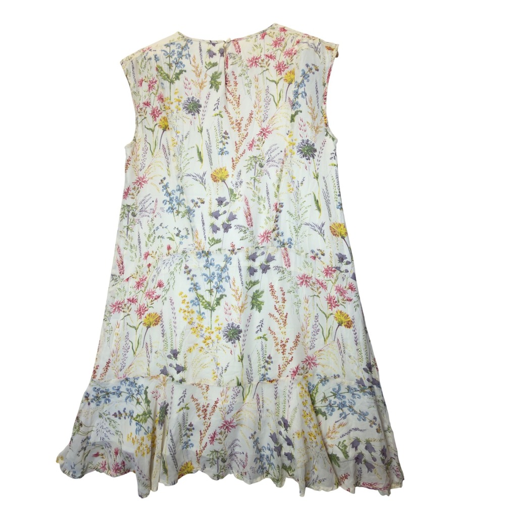 Madewell Silk Wildflower Pintuck Ruffle Dress Cottage core cream Floral 6 - Picture 2 of 8